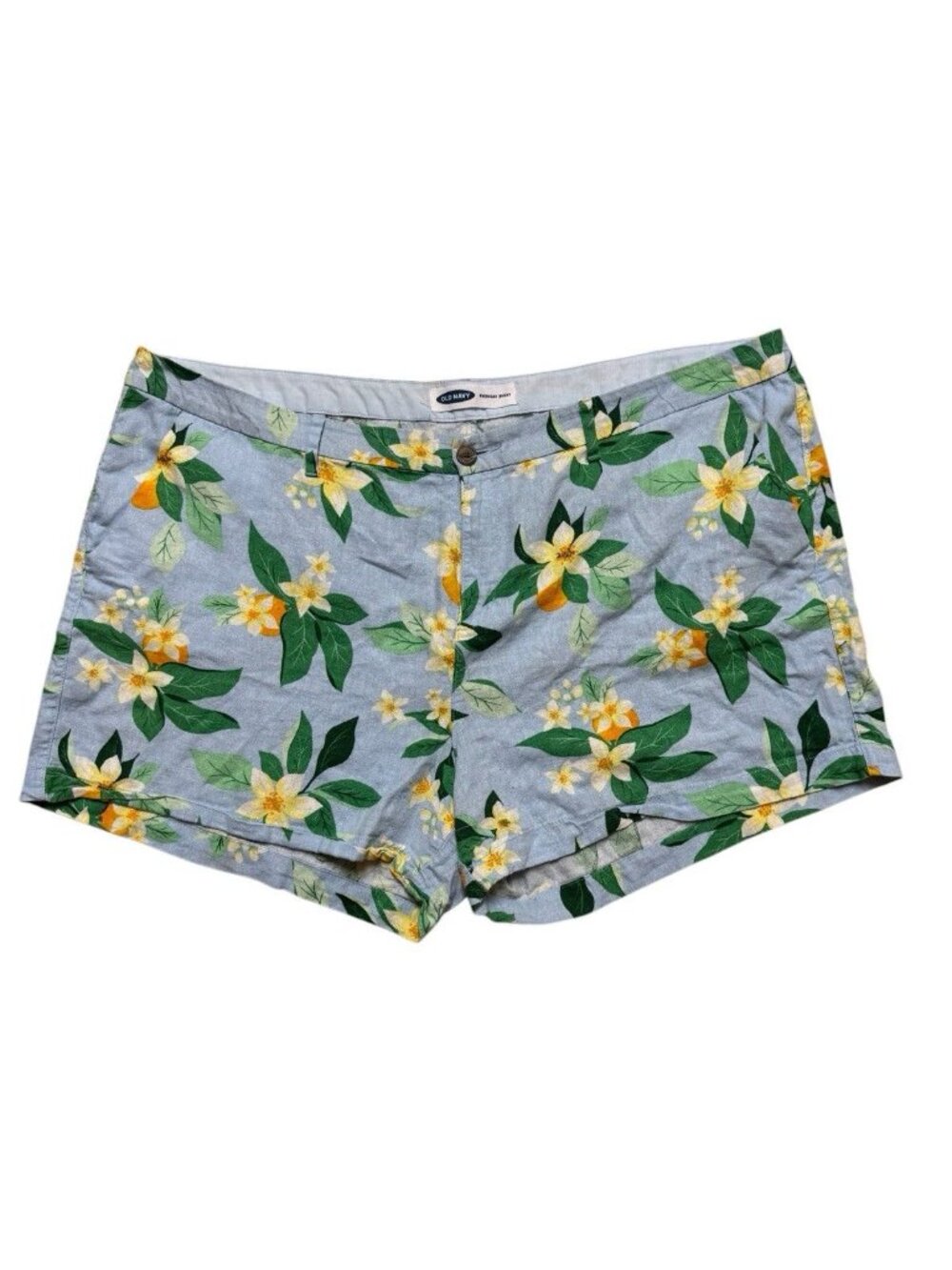 Old Navy Linen Blend Floral Shorts Size 20 Blue High Rise Summer
